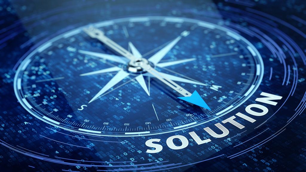 Compass pointing towards solution