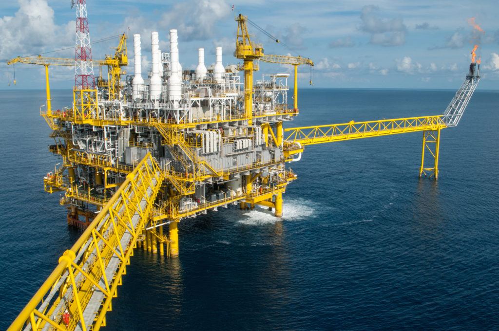 Oil platform out at sea