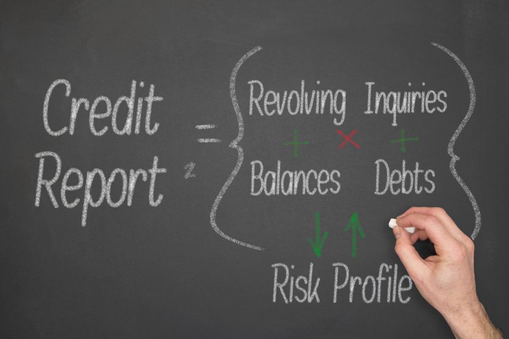 Credit Report concept formula on a chalkboard